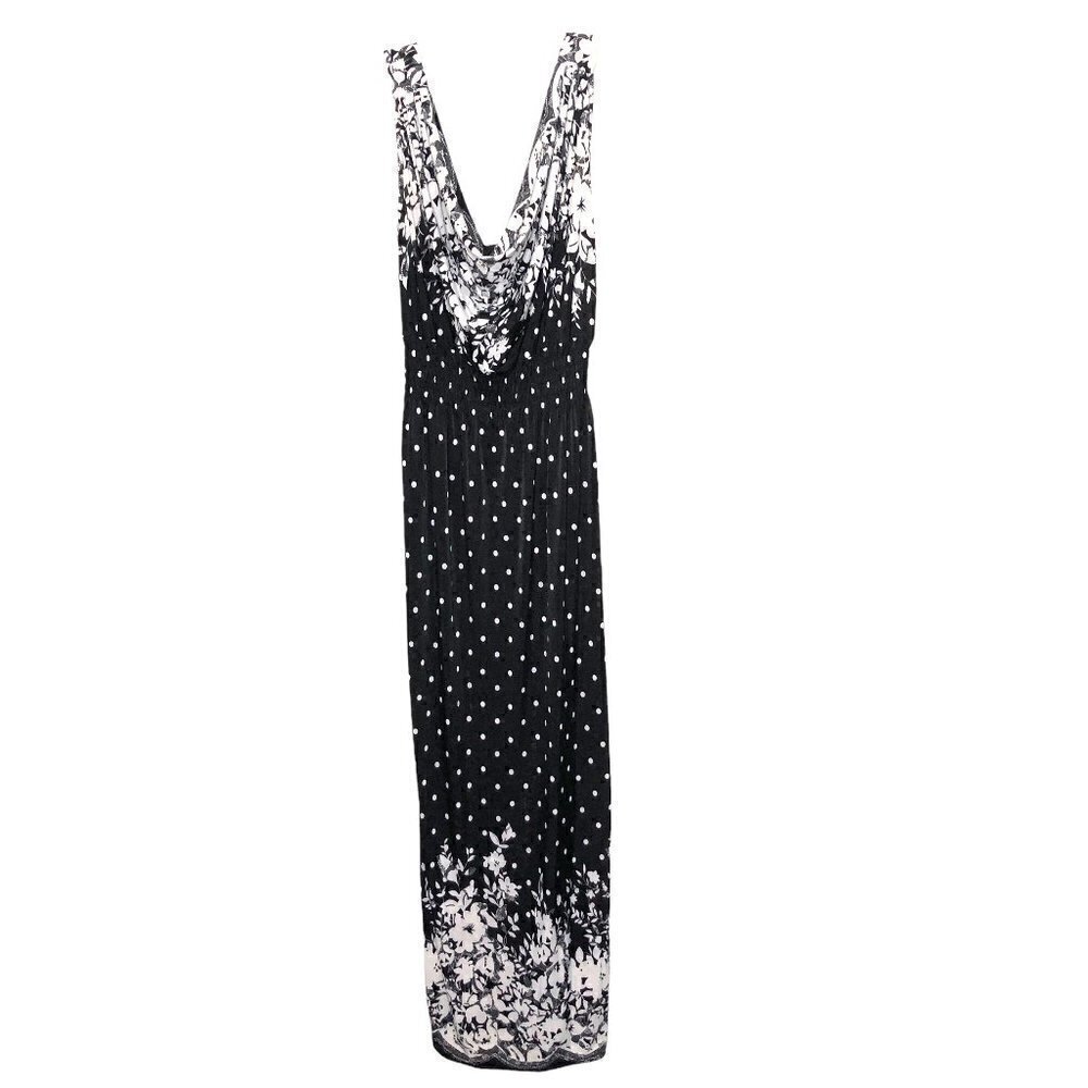 NWT - ARIANNA By HOWARD’S - Black & White Polka Dot Floral Maxi Dress - Size S/M